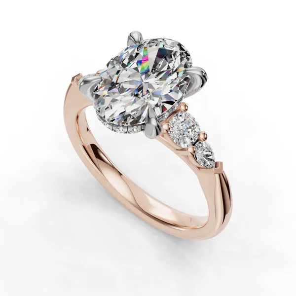 14K Rose Gold Oval Engagement Ring Setting SVS Fine Jewelry Oceanside, NY