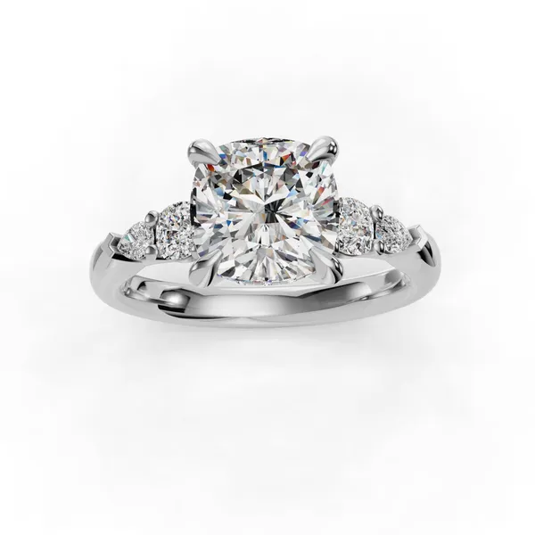 14K White Gold Cushion Engagement Ring Setting Image 4 SVS Fine Jewelry Oceanside, NY