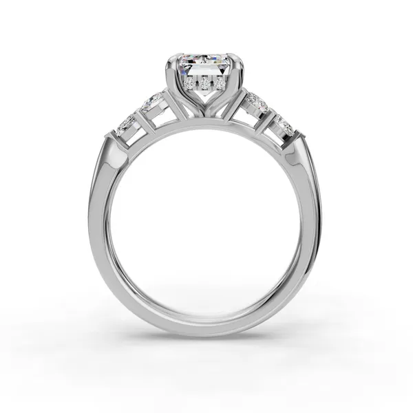 14K White Gold Emerald Engagement Ring Setting Image 2 SVS Fine Jewelry Oceanside, NY