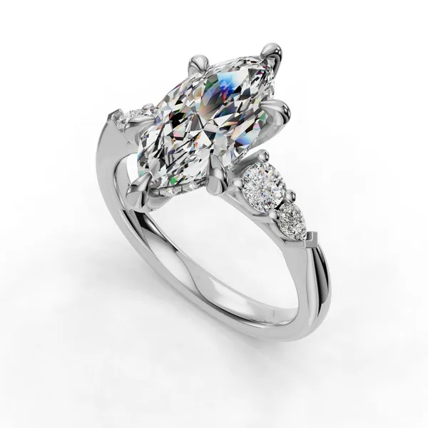 14K White Gold Marquise Engagement Ring Setting SVS Fine Jewelry Oceanside, NY