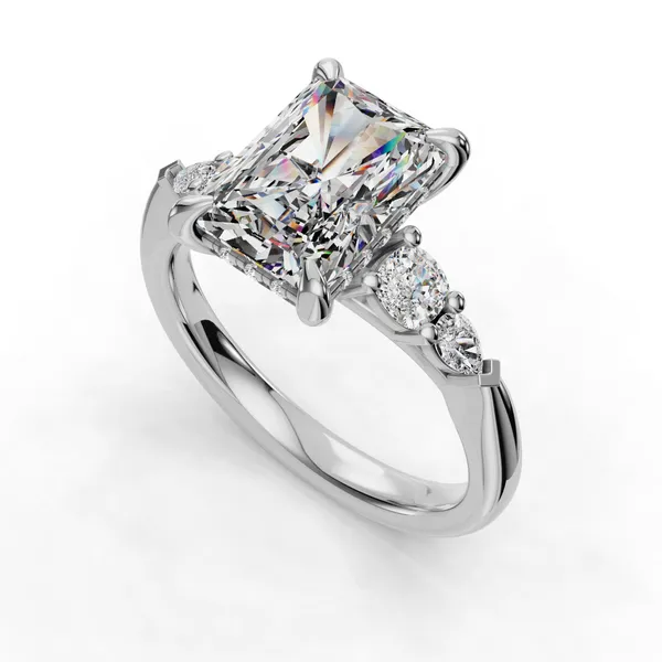 14K White Gold Radiant Engagement Ring Setting SVS Fine Jewelry Oceanside, NY