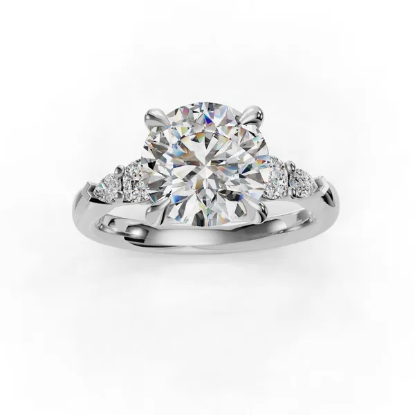 14K White Gold Round Engagement Ring Setting Image 4 SVS Fine Jewelry Oceanside, NY