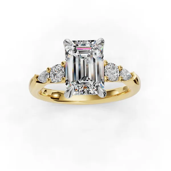 14K Yellow Gold Emerald Engagement Ring Setting Image 4 SVS Fine Jewelry Oceanside, NY