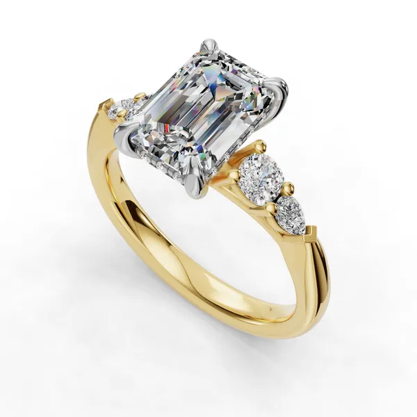 14K Yellow Gold Emerald Engagement Ring Setting SVS Fine Jewelry Oceanside, NY