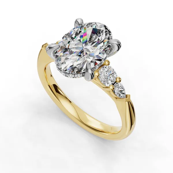 14K Yellow Gold Oval Engagement Ring Setting SVS Fine Jewelry Oceanside, NY