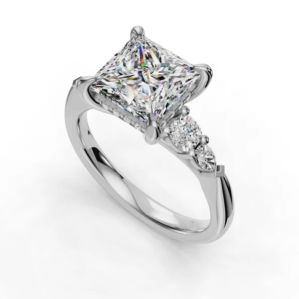 18K White Gold Princess Engagement Ring Setting SVS Fine Jewelry Oceanside, NY