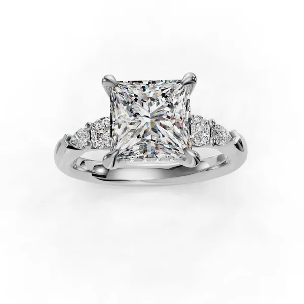 18K White Gold Princess Engagement Ring Setting Image 4 SVS Fine Jewelry Oceanside, NY