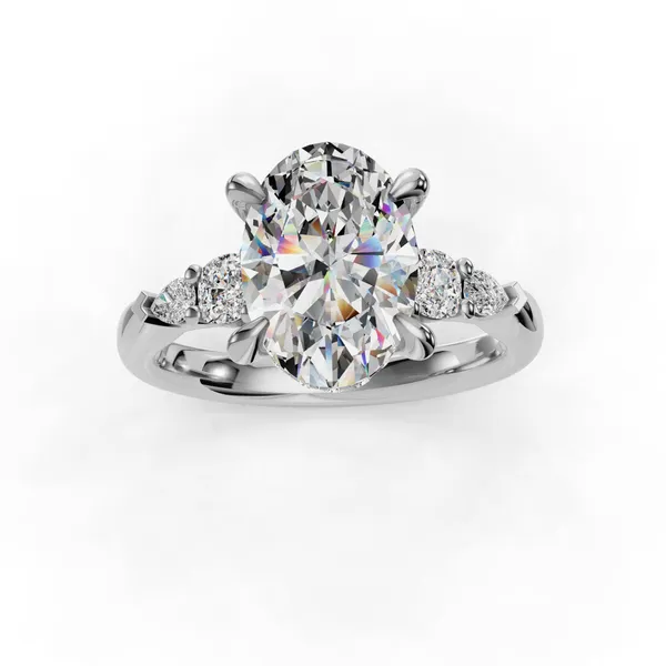 18K White Gold Oval Engagement Ring Setting Image 4 SVS Fine Jewelry Oceanside, NY