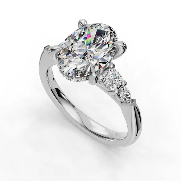 18K White Gold Oval Engagement Ring Setting SVS Fine Jewelry Oceanside, NY