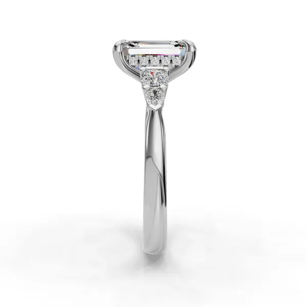 18K White Gold Emerald Engagement Ring Setting Image 3 SVS Fine Jewelry Oceanside, NY