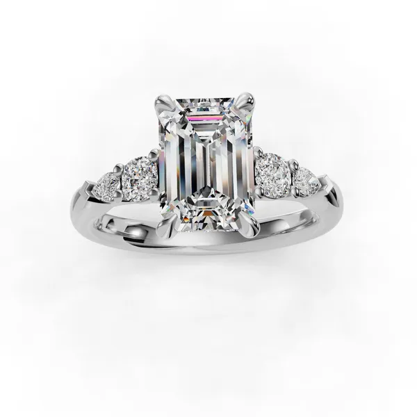 18K White Gold Emerald Engagement Ring Setting Image 4 SVS Fine Jewelry Oceanside, NY