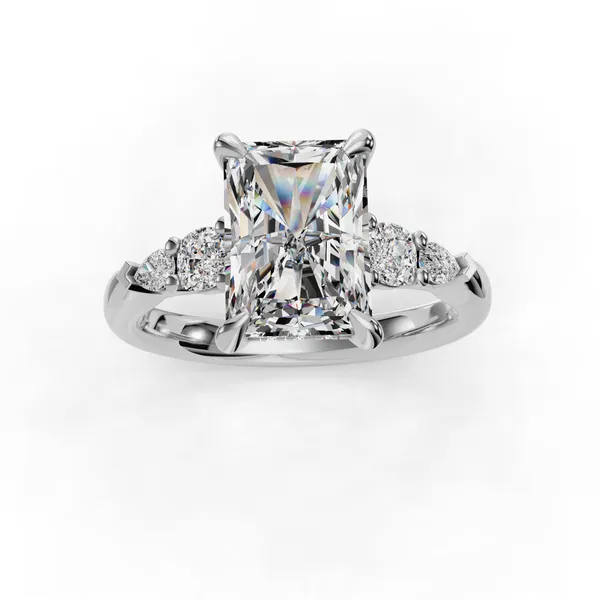 18K White Gold Radiant Engagement Ring Setting Image 4 SVS Fine Jewelry Oceanside, NY