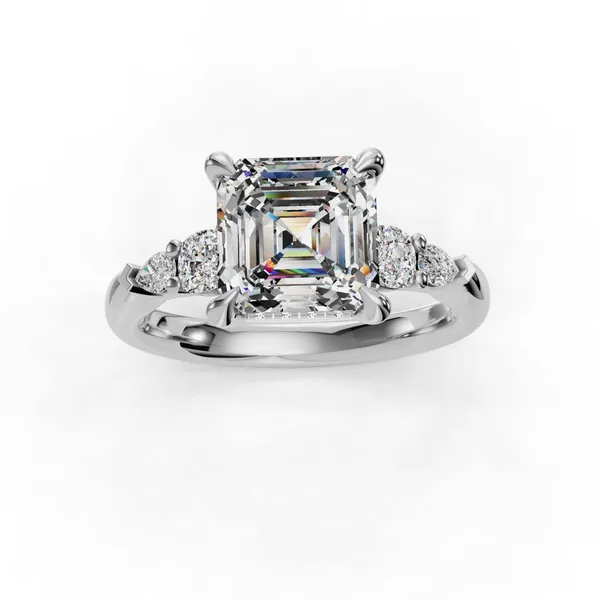 18K White Gold Asscher Engagement Ring Setting Image 4 SVS Fine Jewelry Oceanside, NY