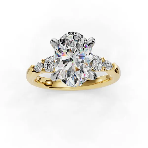 18K Yellow Gold Oval Engagement Ring Setting Image 4 SVS Fine Jewelry Oceanside, NY