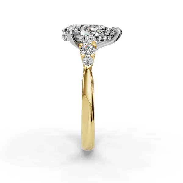 18K Yellow Gold Pear Engagement Ring Setting Image 3 SVS Fine Jewelry Oceanside, NY