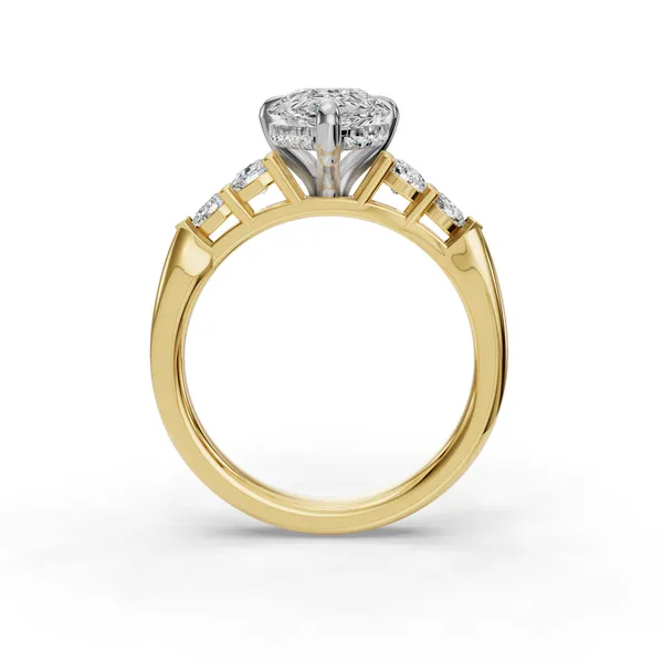 18K Yellow Gold Pear Engagement Ring Setting Image 2 SVS Fine Jewelry Oceanside, NY