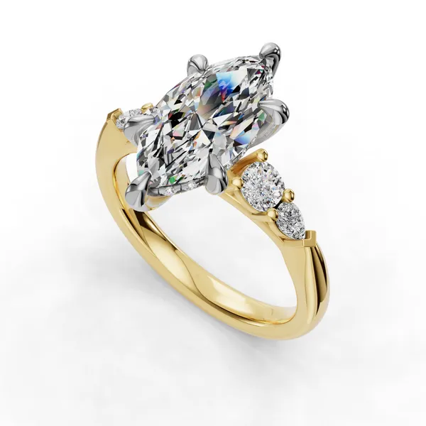 18K Yellow Gold Marquise Engagement Ring Setting SVS Fine Jewelry Oceanside, NY