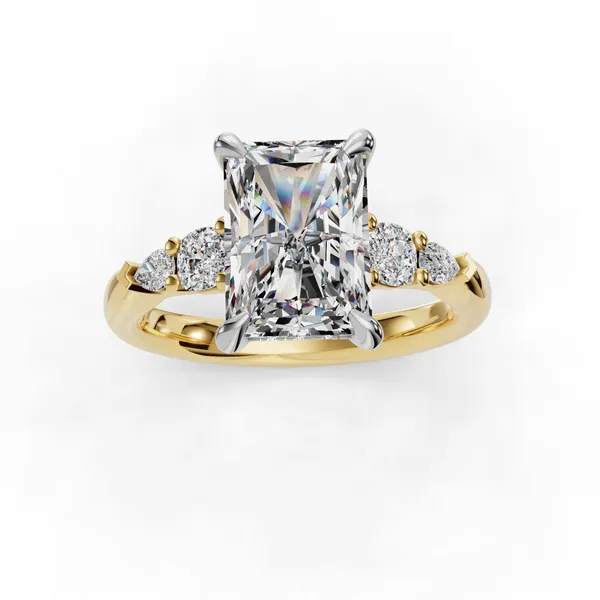 18K Yellow Gold Radiant Engagement Ring Setting Image 4 SVS Fine Jewelry Oceanside, NY