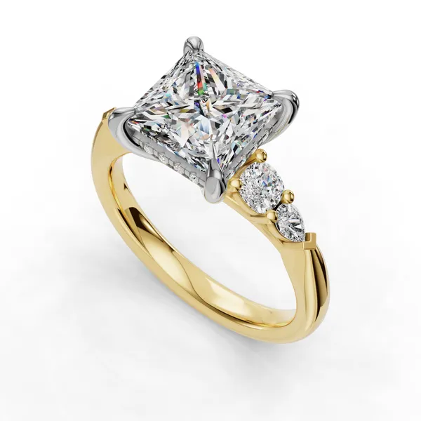 18K Yellow Gold Princess Engagement Ring Setting SVS Fine Jewelry Oceanside, NY