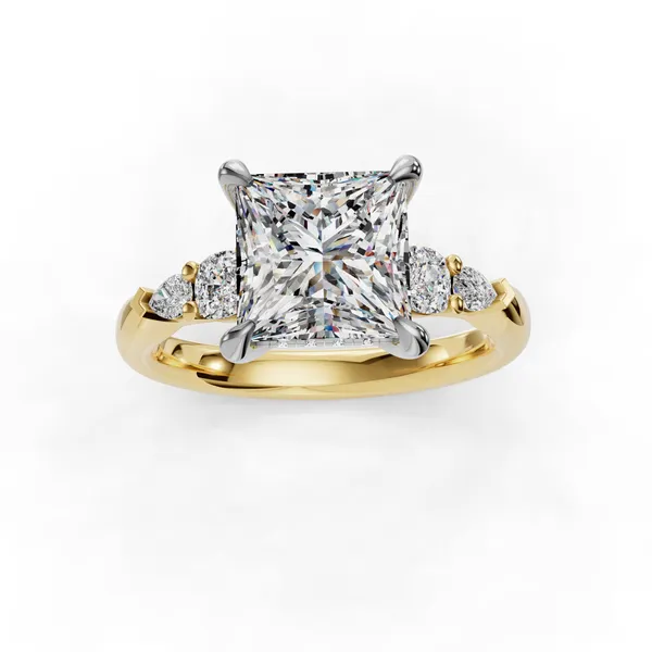 18K Yellow Gold Princess Engagement Ring Setting Image 4 SVS Fine Jewelry Oceanside, NY