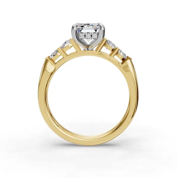 18K Yellow Gold Emerald Engagement Ring Setting Image 2 SVS Fine Jewelry Oceanside, NY