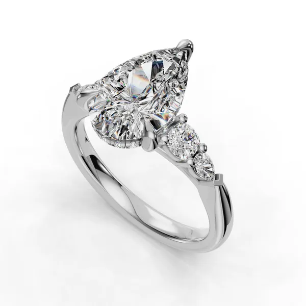 Platinum Pear Engagement Ring Setting SVS Fine Jewelry Oceanside, NY