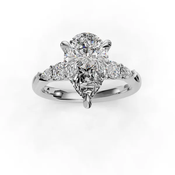 Platinum Pear Engagement Ring Setting Image 4 SVS Fine Jewelry Oceanside, NY