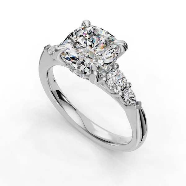 Platinum Cushion Engagement Ring Setting SVS Fine Jewelry Oceanside, NY