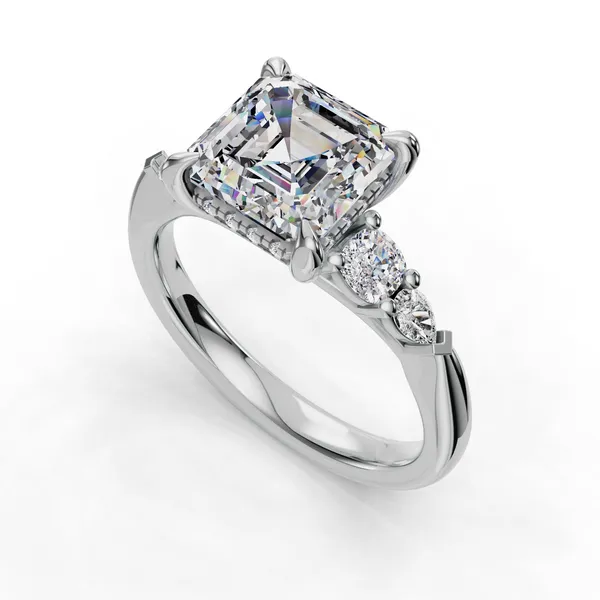 Platinum Asscher Engagement Ring Setting SVS Fine Jewelry Oceanside, NY