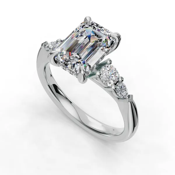 Platinum Emerald Engagement Ring Setting SVS Fine Jewelry Oceanside, NY