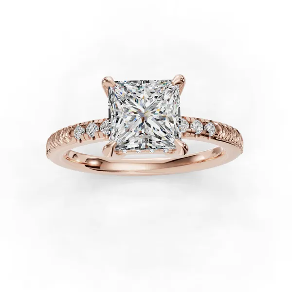 14K Rose Gold Princess Engagement Ring Setting Image 4 SVS Fine Jewelry Oceanside, NY
