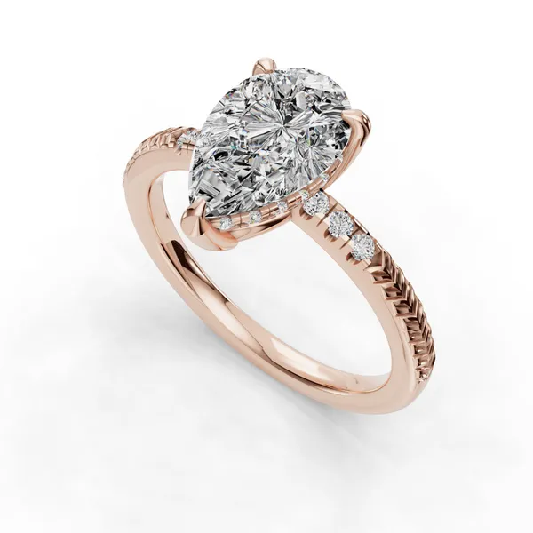14K Rose Gold Pear Engagement Ring Setting SVS Fine Jewelry Oceanside, NY