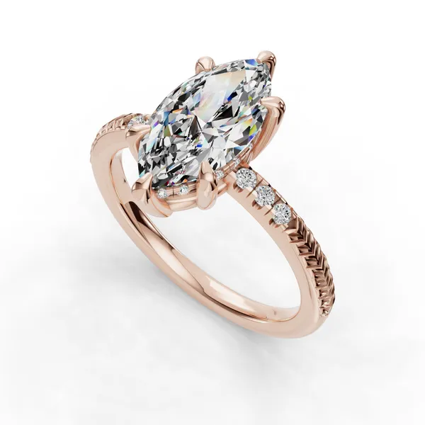 14K Rose Gold Marquise Engagement Ring Setting SVS Fine Jewelry Oceanside, NY