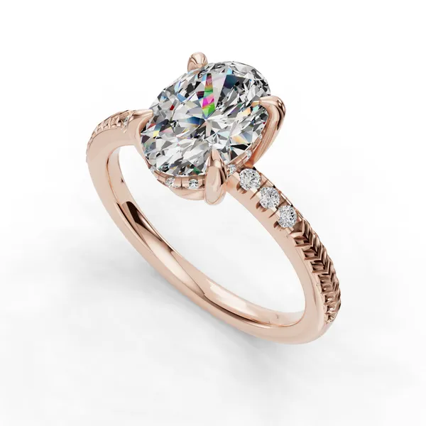 14K Rose Gold Oval Engagement Ring Setting SVS Fine Jewelry Oceanside, NY