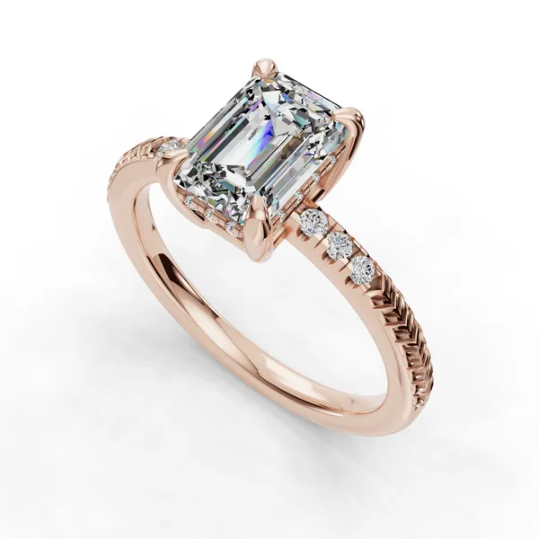 14K Rose Gold Emerald Engagement Ring Setting SVS Fine Jewelry Oceanside, NY