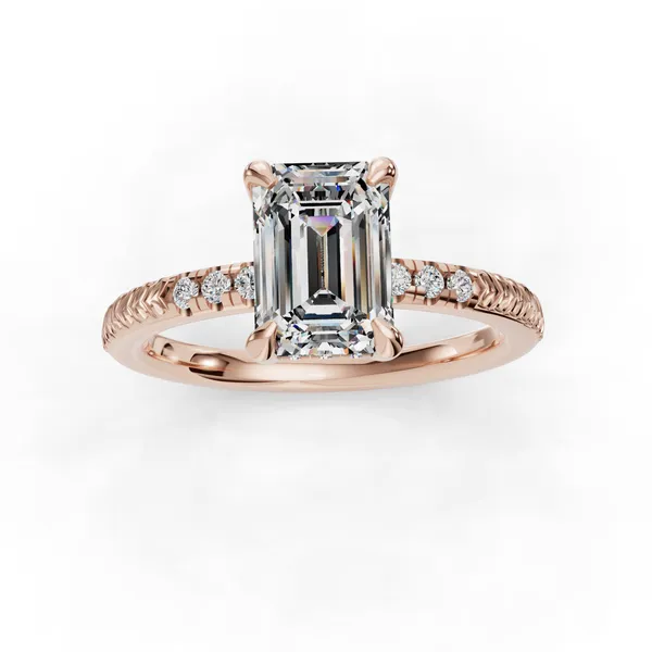 14K Rose Gold Emerald Engagement Ring Setting Image 4 SVS Fine Jewelry Oceanside, NY