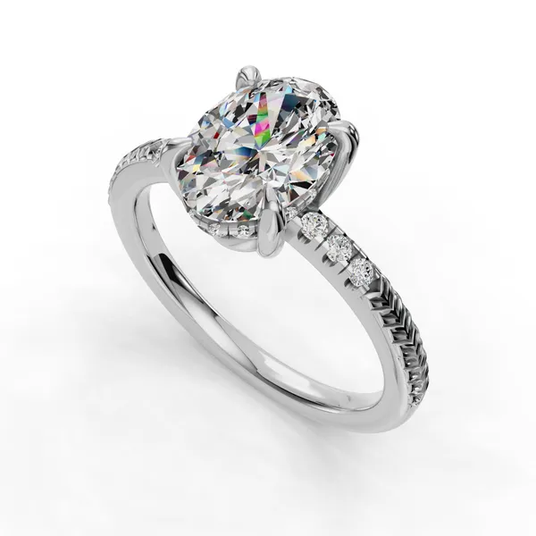 14K White Gold Oval Engagement Ring Setting SVS Fine Jewelry Oceanside, NY