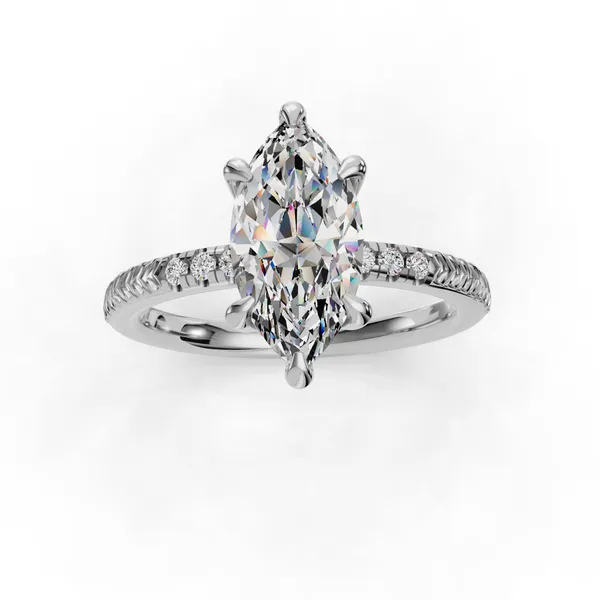14K White Gold Marquise Engagement Ring Setting Image 4 SVS Fine Jewelry Oceanside, NY