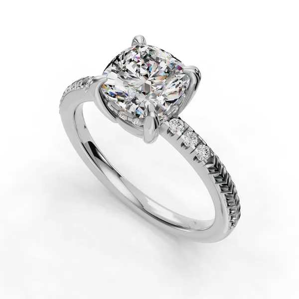 14K White Gold Cushion Engagement Ring Setting SVS Fine Jewelry Oceanside, NY