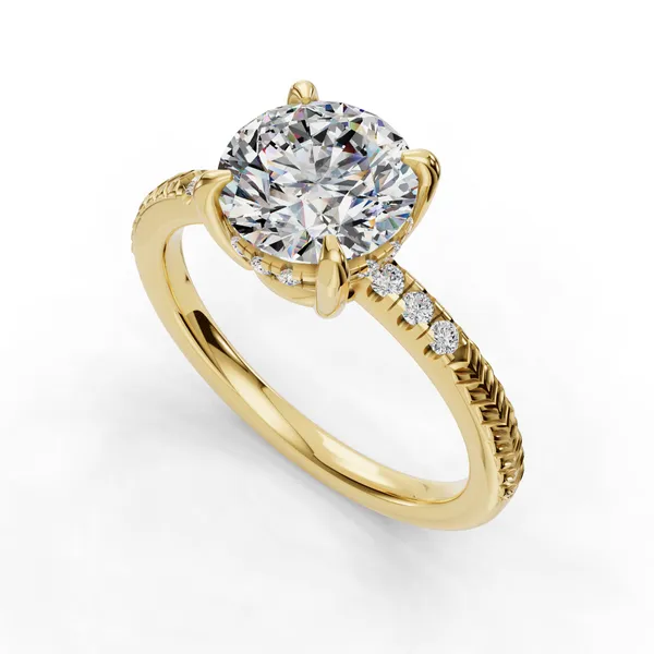 14K Yellow Gold Round Engagement Ring Setting SVS Fine Jewelry Oceanside, NY