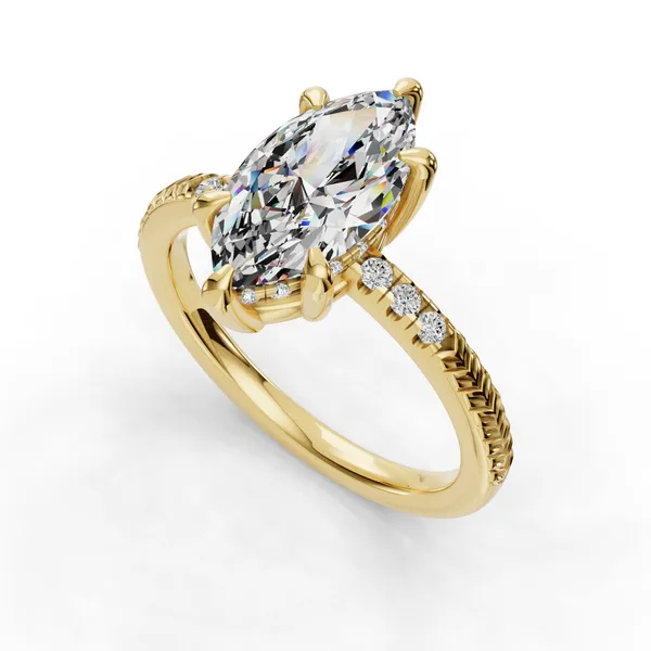 14K Yellow Gold Marquise Engagement Ring Setting SVS Fine Jewelry Oceanside, NY