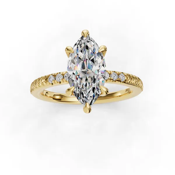 14K Yellow Gold Marquise Engagement Ring Setting Image 4 SVS Fine Jewelry Oceanside, NY