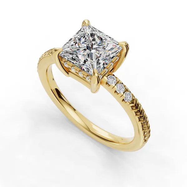 14K Yellow Gold Princess Engagement Ring Setting SVS Fine Jewelry Oceanside, NY