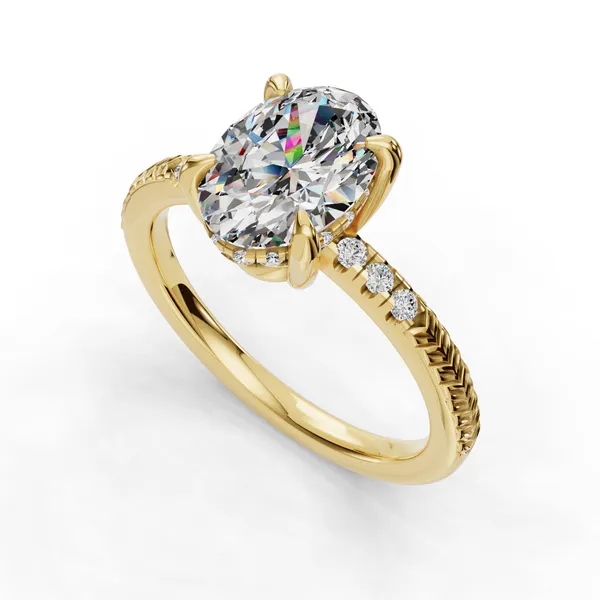 14K Yellow Gold Oval Engagement Ring Setting SVS Fine Jewelry Oceanside, NY