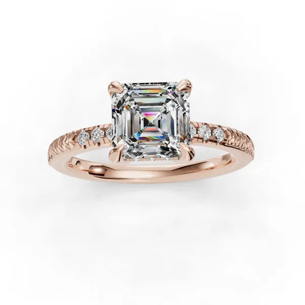 18K Rose Gold Asscher Engagement Ring Setting Image 4 SVS Fine Jewelry Oceanside, NY
