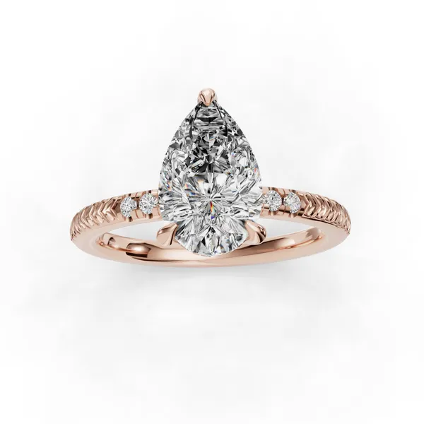 18K Rose Gold Pear Engagement Ring Setting Image 4 SVS Fine Jewelry Oceanside, NY