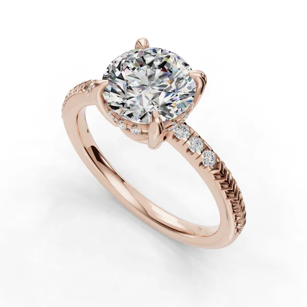 18K Rose Gold Round Engagement Ring Setting SVS Fine Jewelry Oceanside, NY