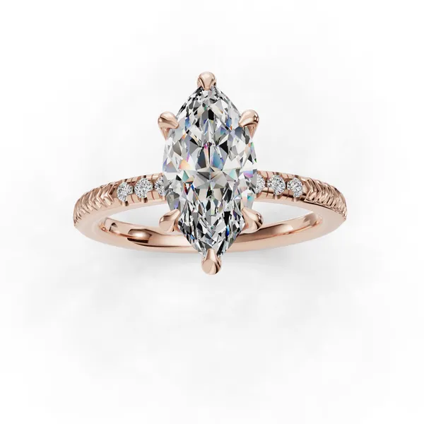 18K Rose Gold Marquise Engagement Ring Setting Image 4 SVS Fine Jewelry Oceanside, NY