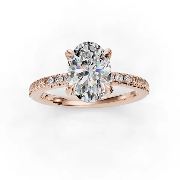 18K Rose Gold Oval Engagement Ring Setting Image 4 SVS Fine Jewelry Oceanside, NY