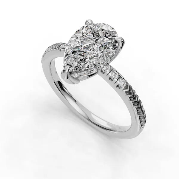 18K White Gold Pear Engagement Ring Setting SVS Fine Jewelry Oceanside, NY